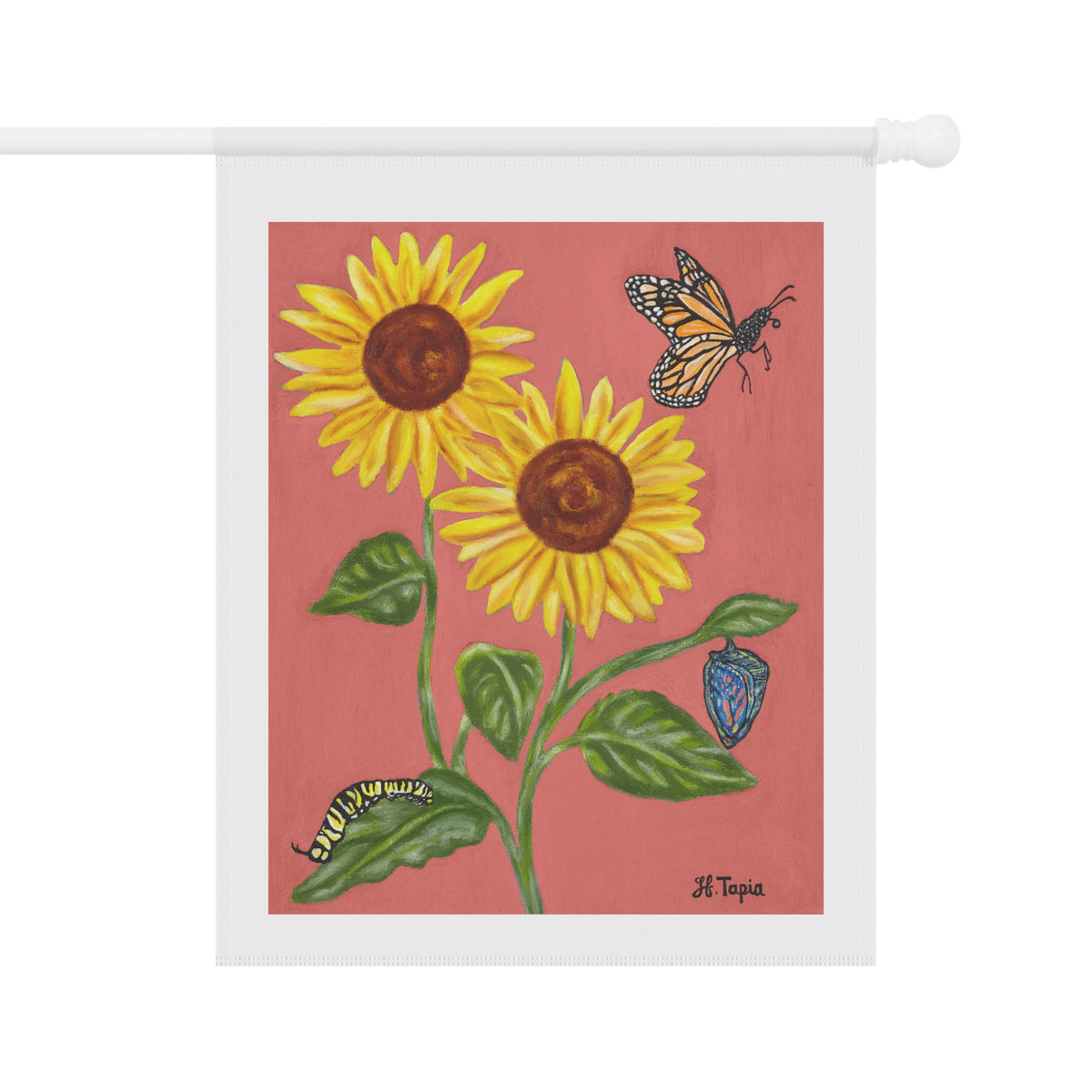 Sunflower & Butterflies Garden Flag — Decorative Outdoor House Banner