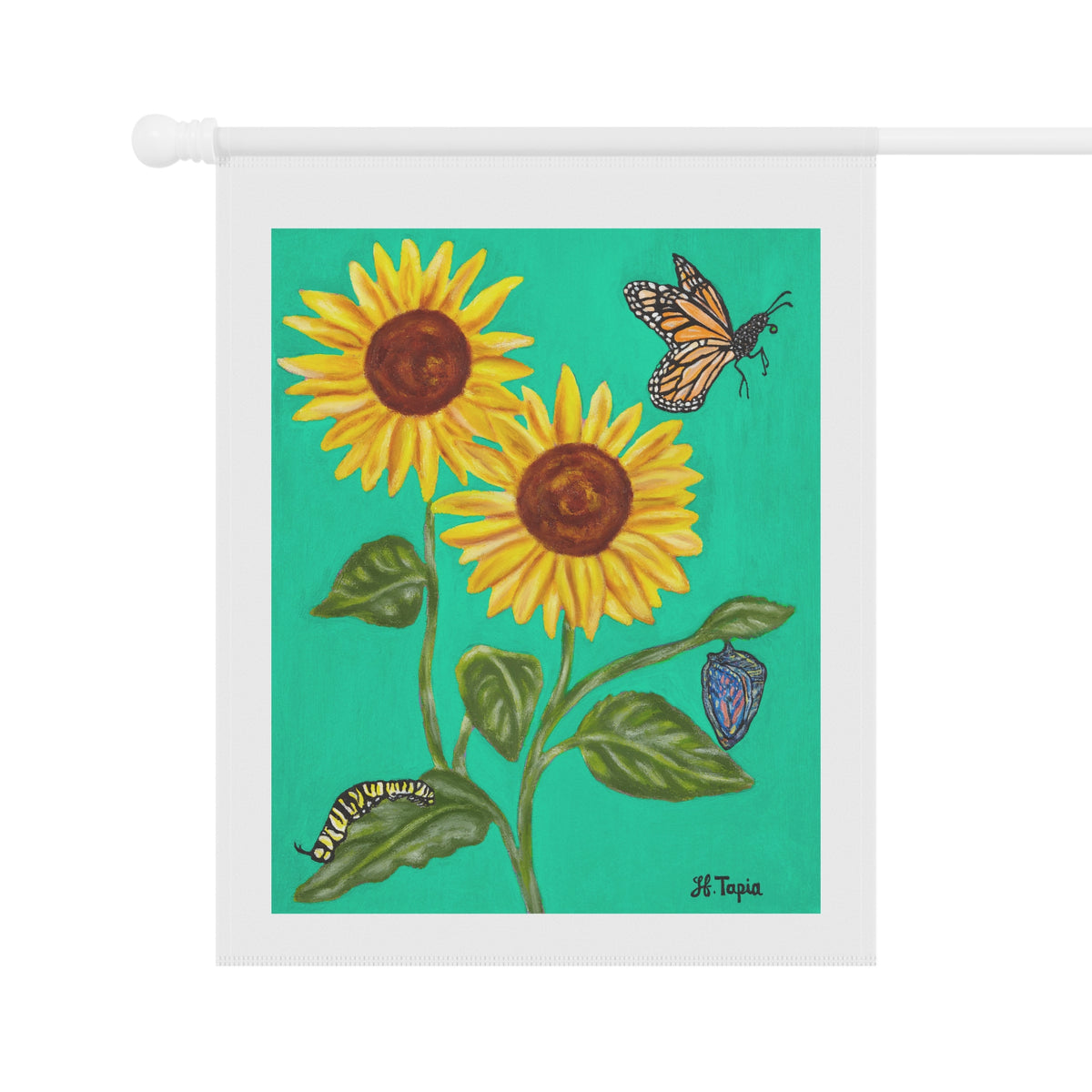 Sunflower & Butterflies Garden Flag — Decorative Outdoor House Banner