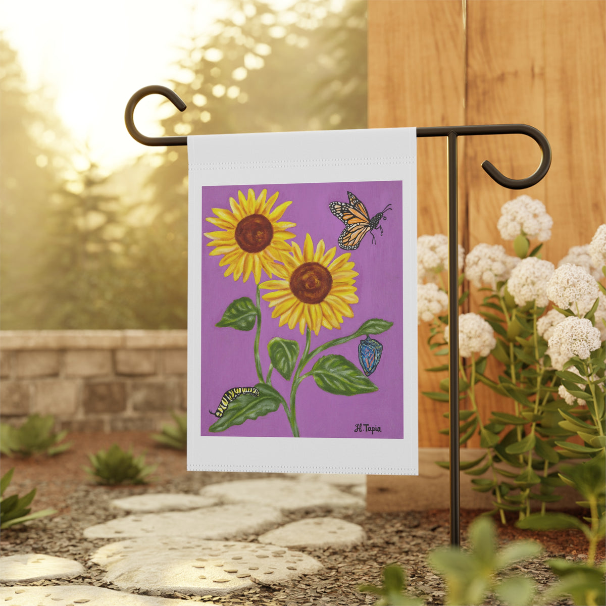 Sunflower & Butterflies Garden Flag — Decorative Outdoor House Banner