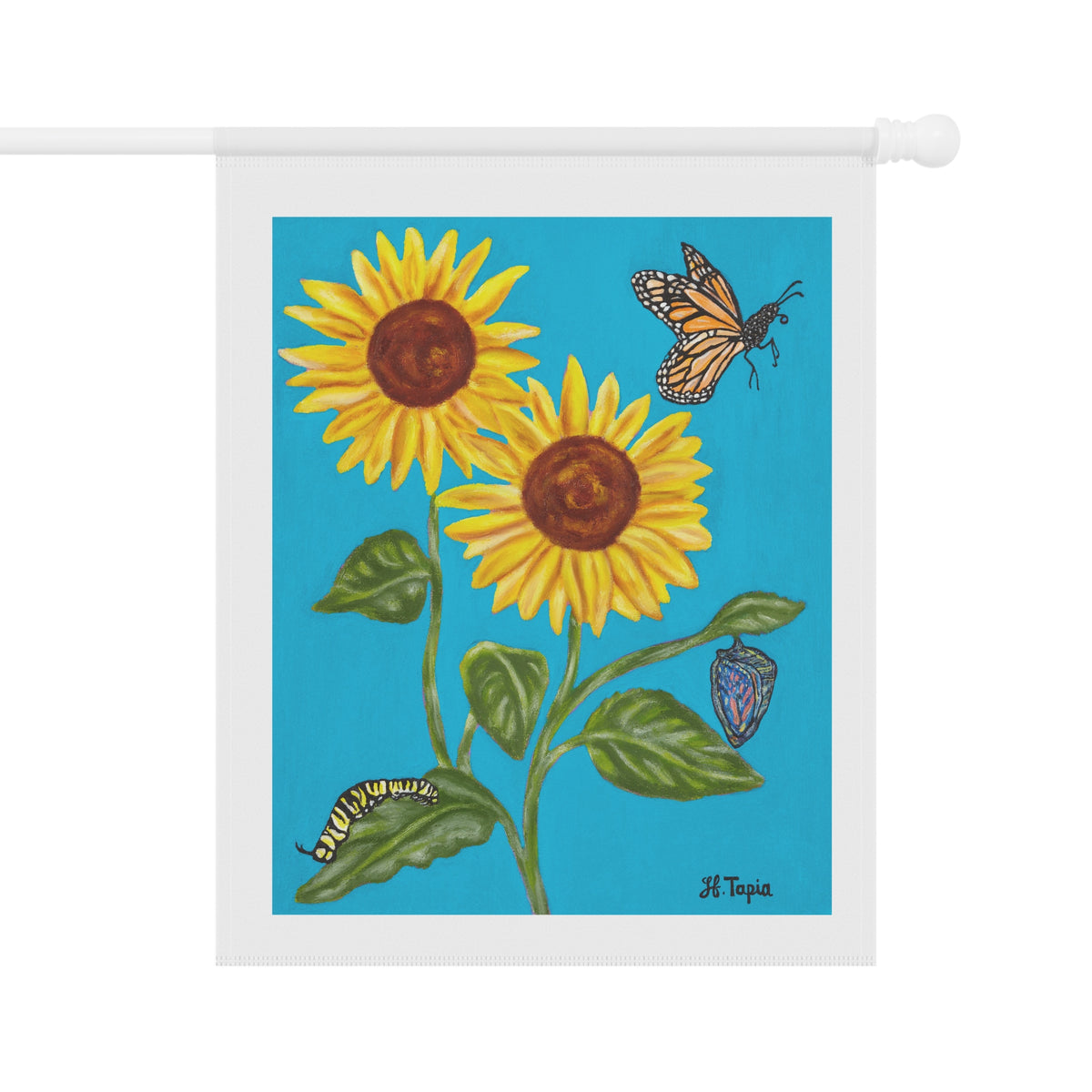 Sunflower & Butterflies Garden Flag — Decorative Outdoor House Banner
