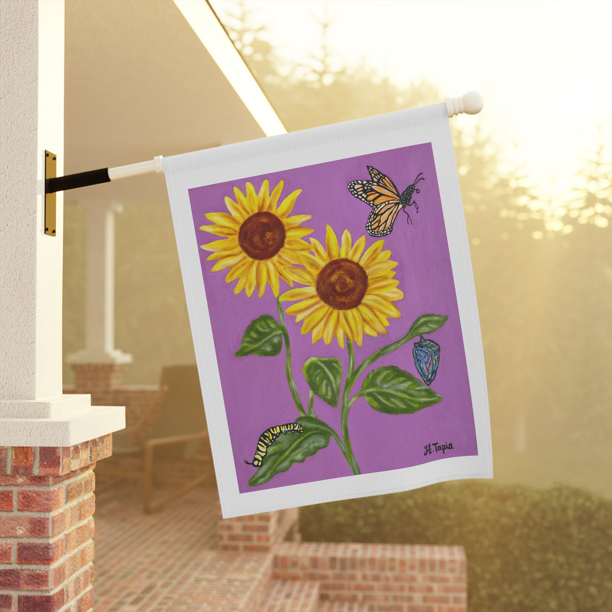 Sunflower & Butterflies Garden Flag — Decorative Outdoor House Banner