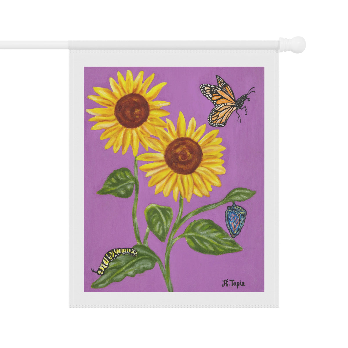 Sunflower & Butterflies Garden Flag — Decorative Outdoor House Banner
