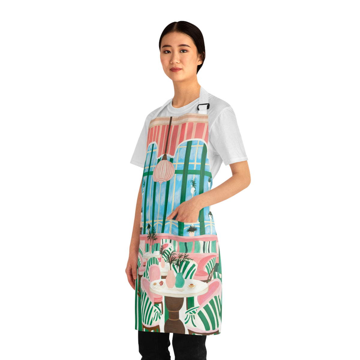 Cafe con Leche Memories Apron — Pink & Green Bistro Kitchen Apron