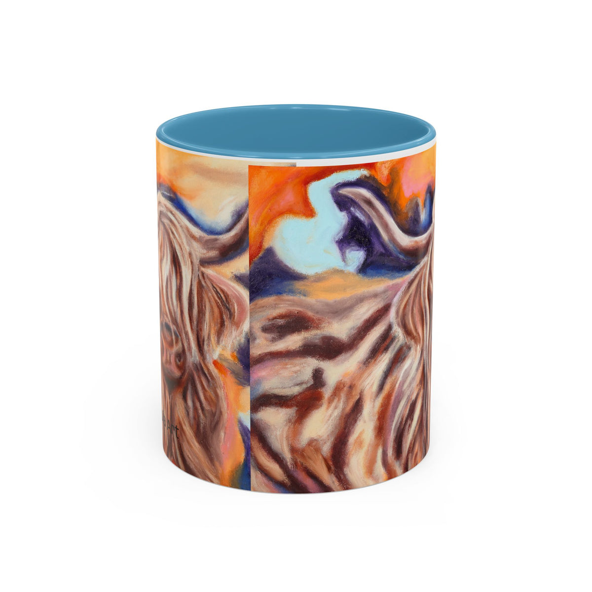 Highland Cow Accent Coffee Mug – Colorful Highland Cattle Art (11/15oz)