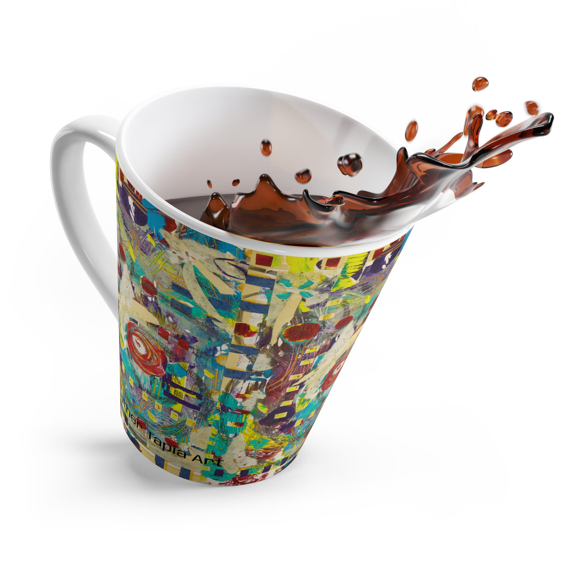 Abstract Colorful Latte Mug — Vibrant Modern Art Coffee Cup