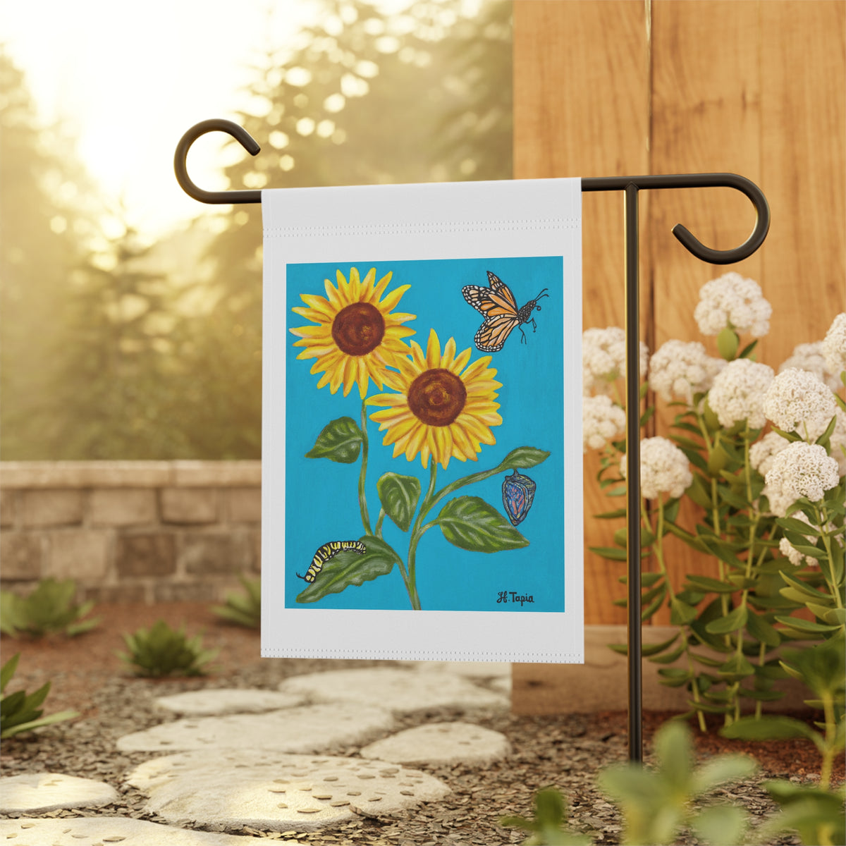 Sunflower & Butterflies Garden Flag — Decorative Outdoor House Banner
