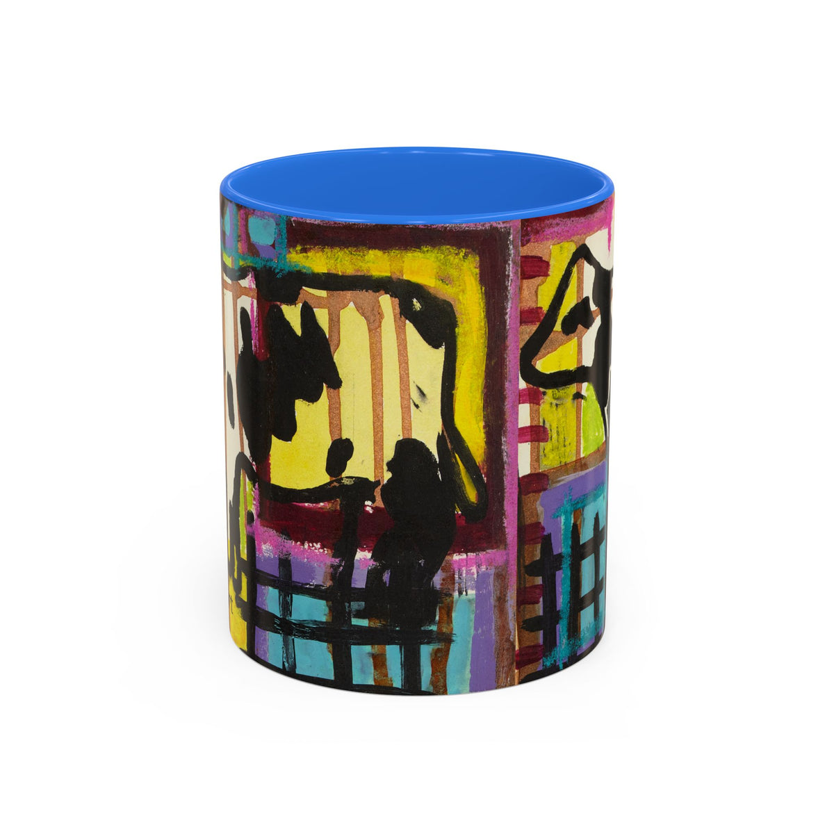 Abstract Colorblock Cow Art Mug — Vibrant Farmhouse Coffee Cup (11oz/15oz)