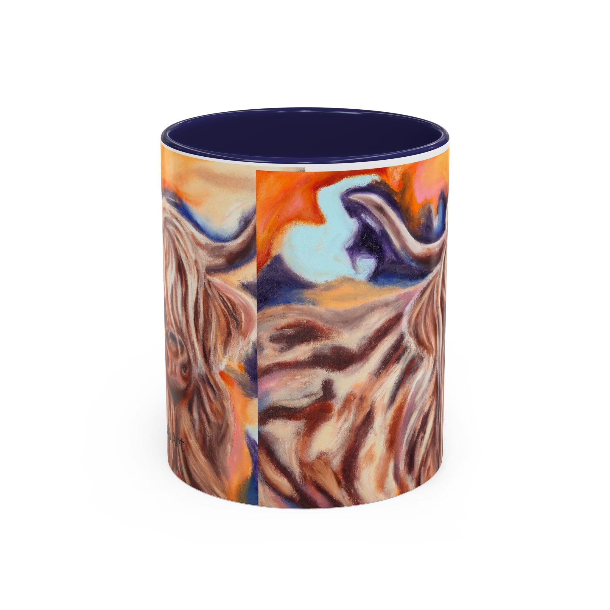 Highland Cow Accent Coffee Mug – Colorful Highland Cattle Art (11/15oz)