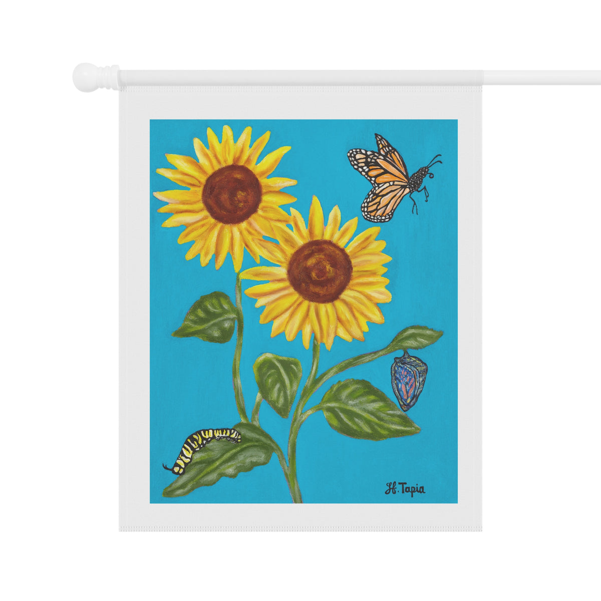 Sunflower & Butterflies Garden Flag — Decorative Outdoor House Banner