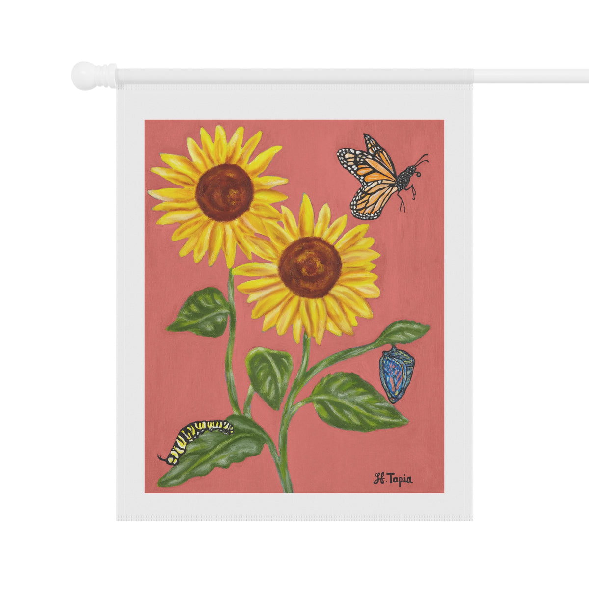 Sunflower & Butterflies Garden Flag — Decorative Outdoor House Banner