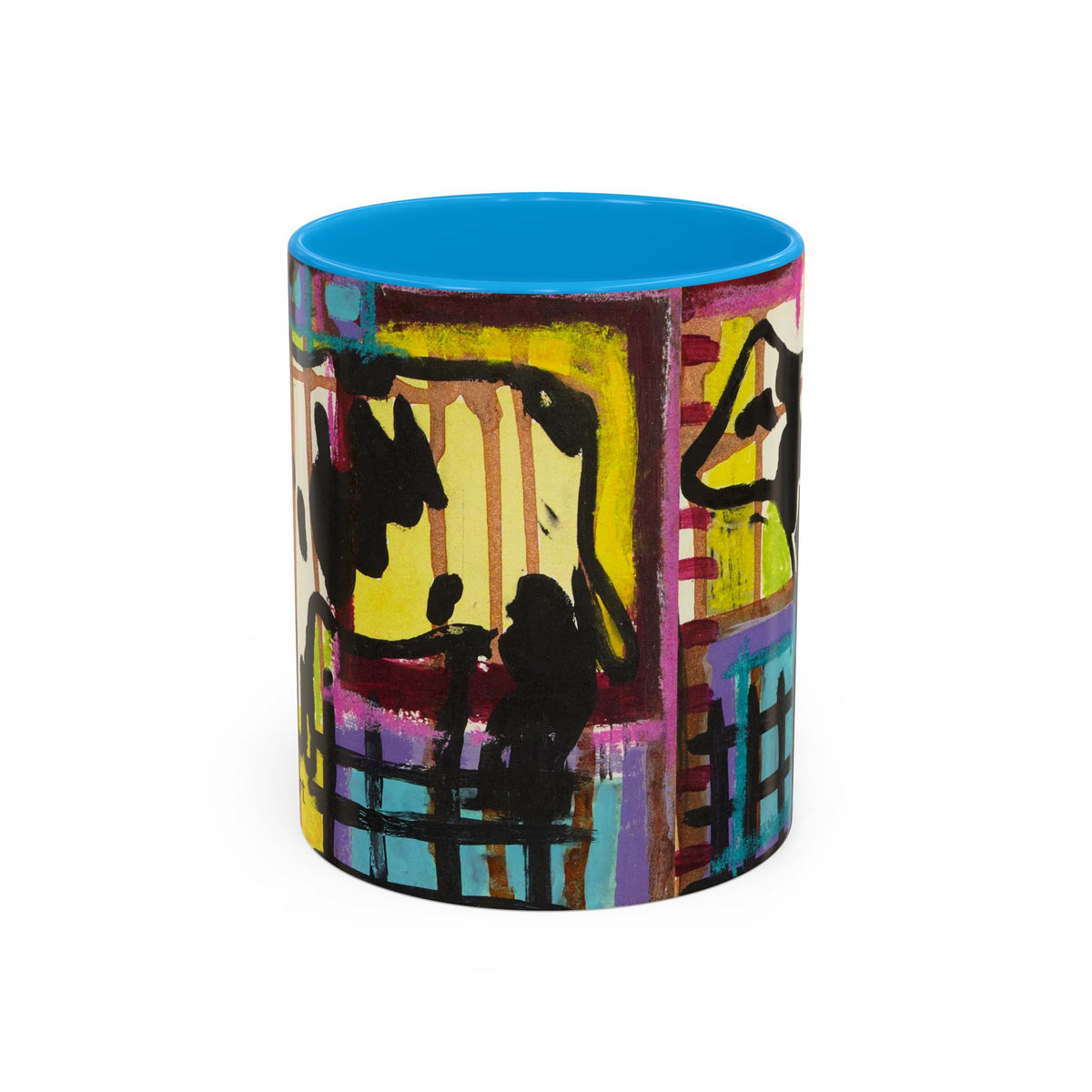 Abstract Colorblock Cow Art Mug — Vibrant Farmhouse Coffee Cup (11oz/15oz)