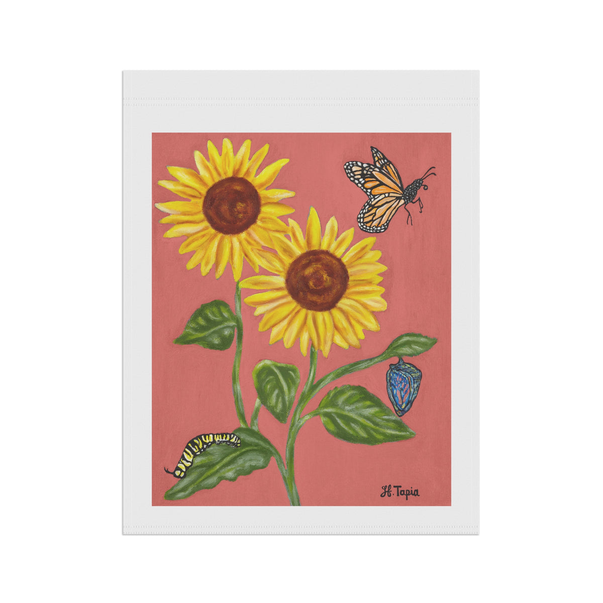 Sunflower & Butterflies Garden Flag — Decorative Outdoor House Banner