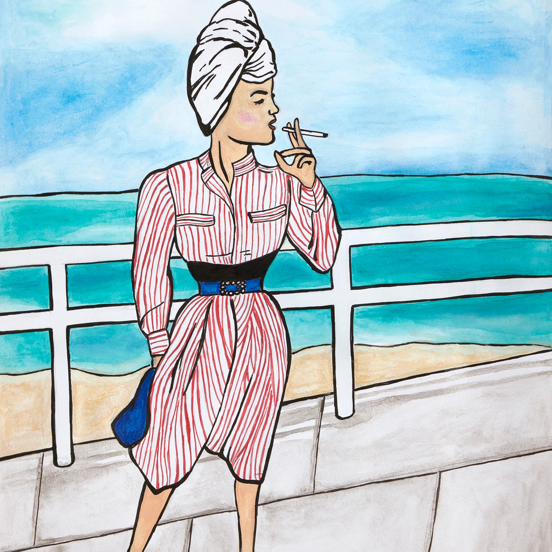 Vivian at the Ocean Front Promenade, 11" x 14" plus frame and matt.