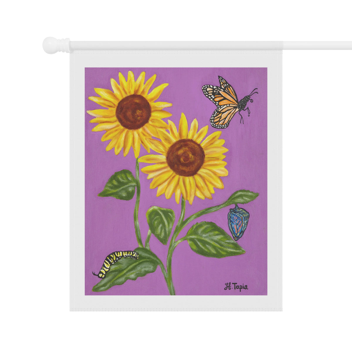 Sunflower & Butterflies Garden Flag — Decorative Outdoor House Banner