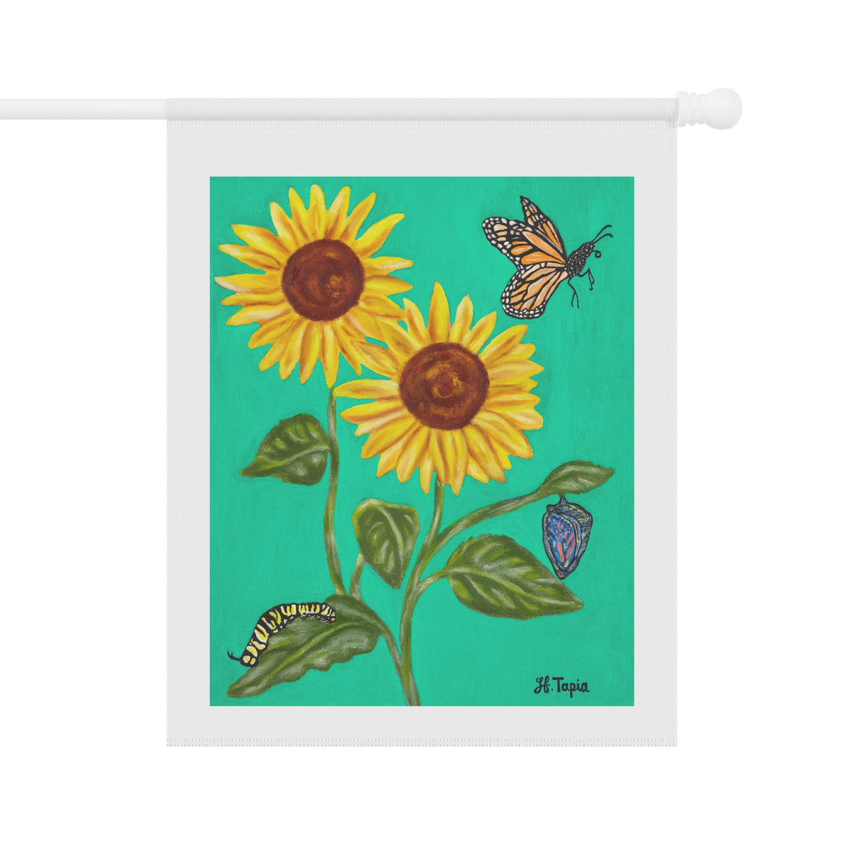 Sunflower & Butterflies Garden Flag — Decorative Outdoor House Banner