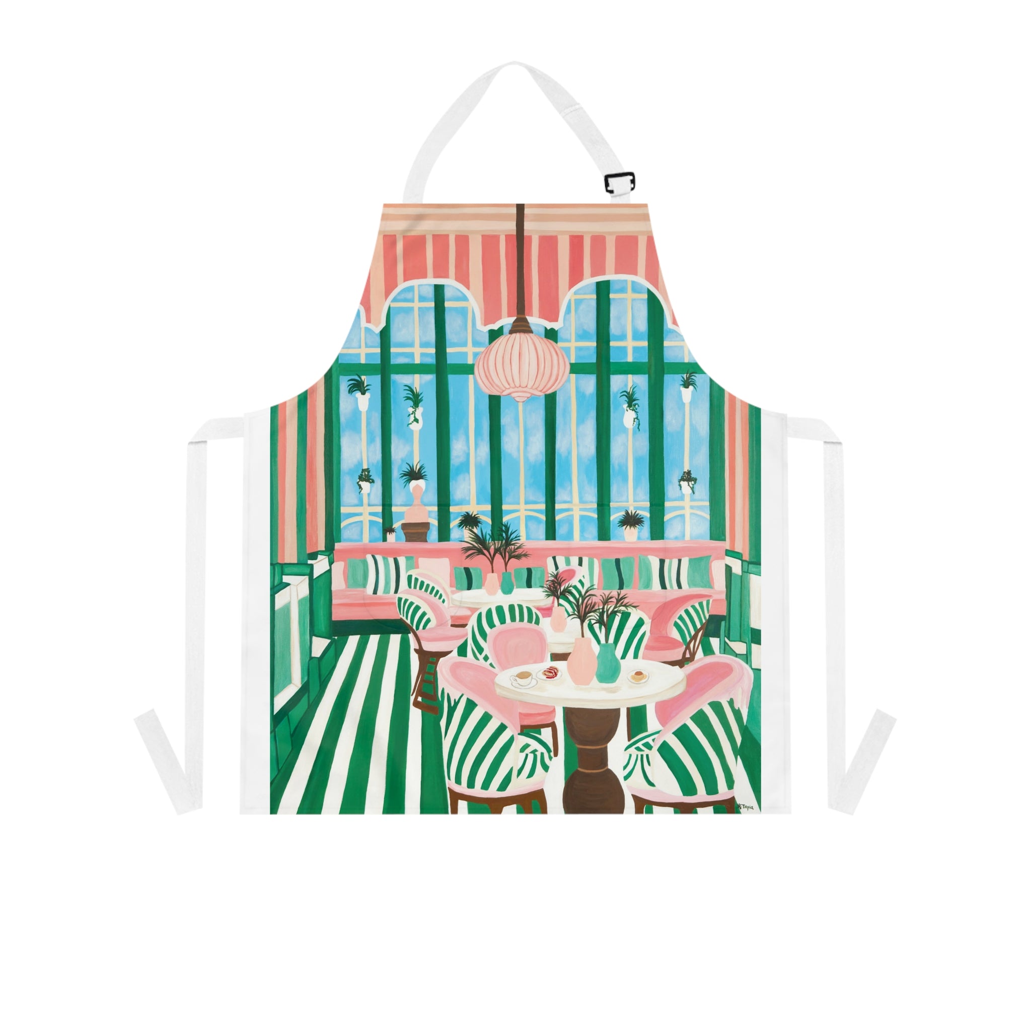Cafe con Leche Memories Apron — Pink & Green Bistro Kitchen Apron