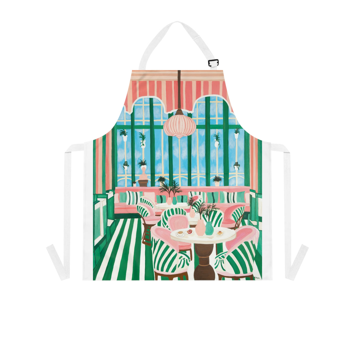 Cafe con Leche Memories Apron — Pink & Green Bistro Kitchen Apron