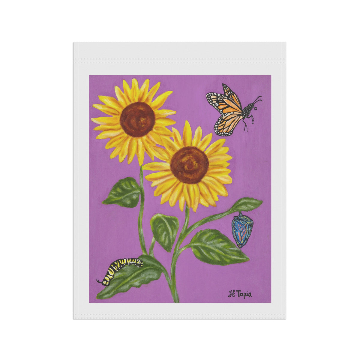 Sunflower & Butterflies Garden Flag — Decorative Outdoor House Banner
