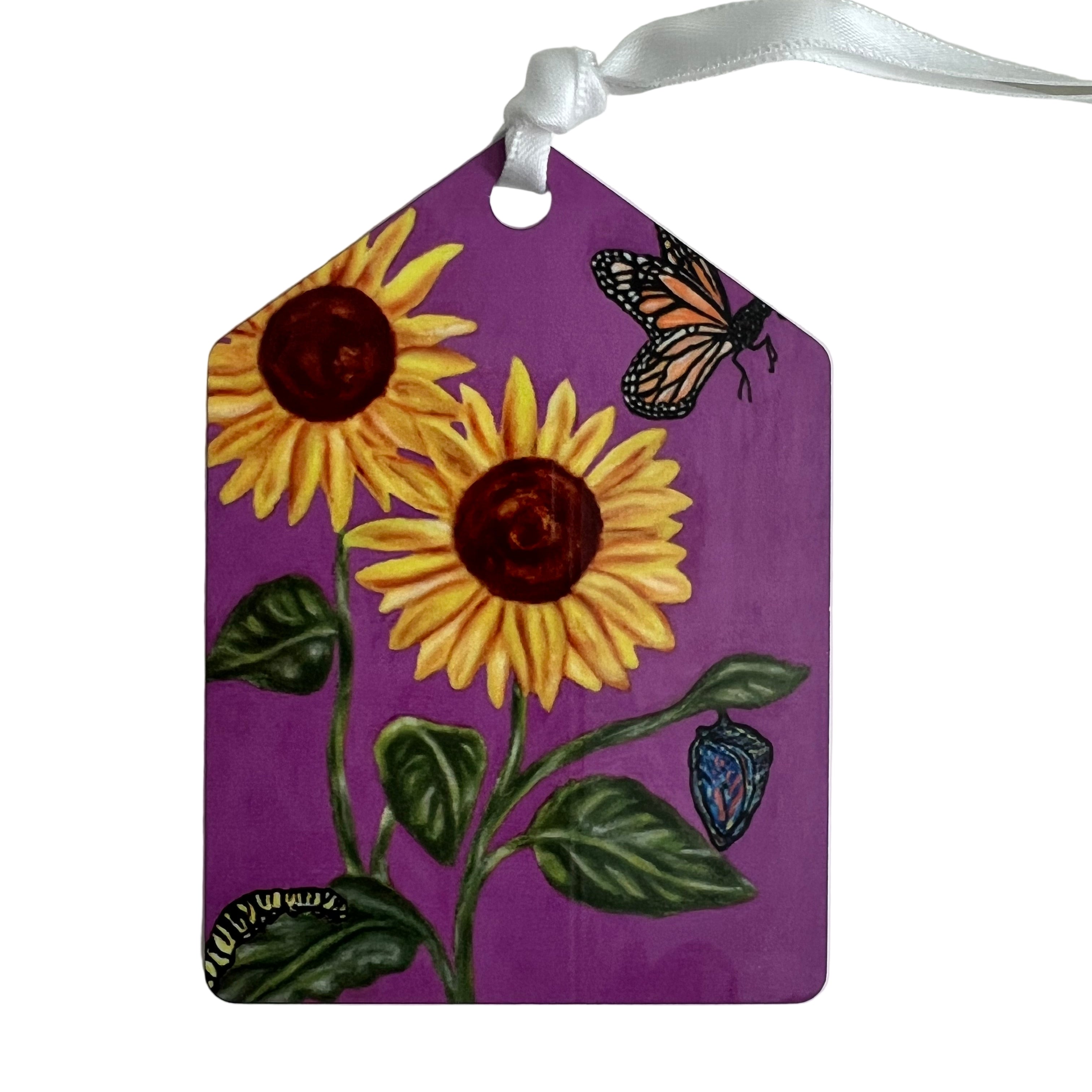 Sunflower with purple background (pentagon shaped)