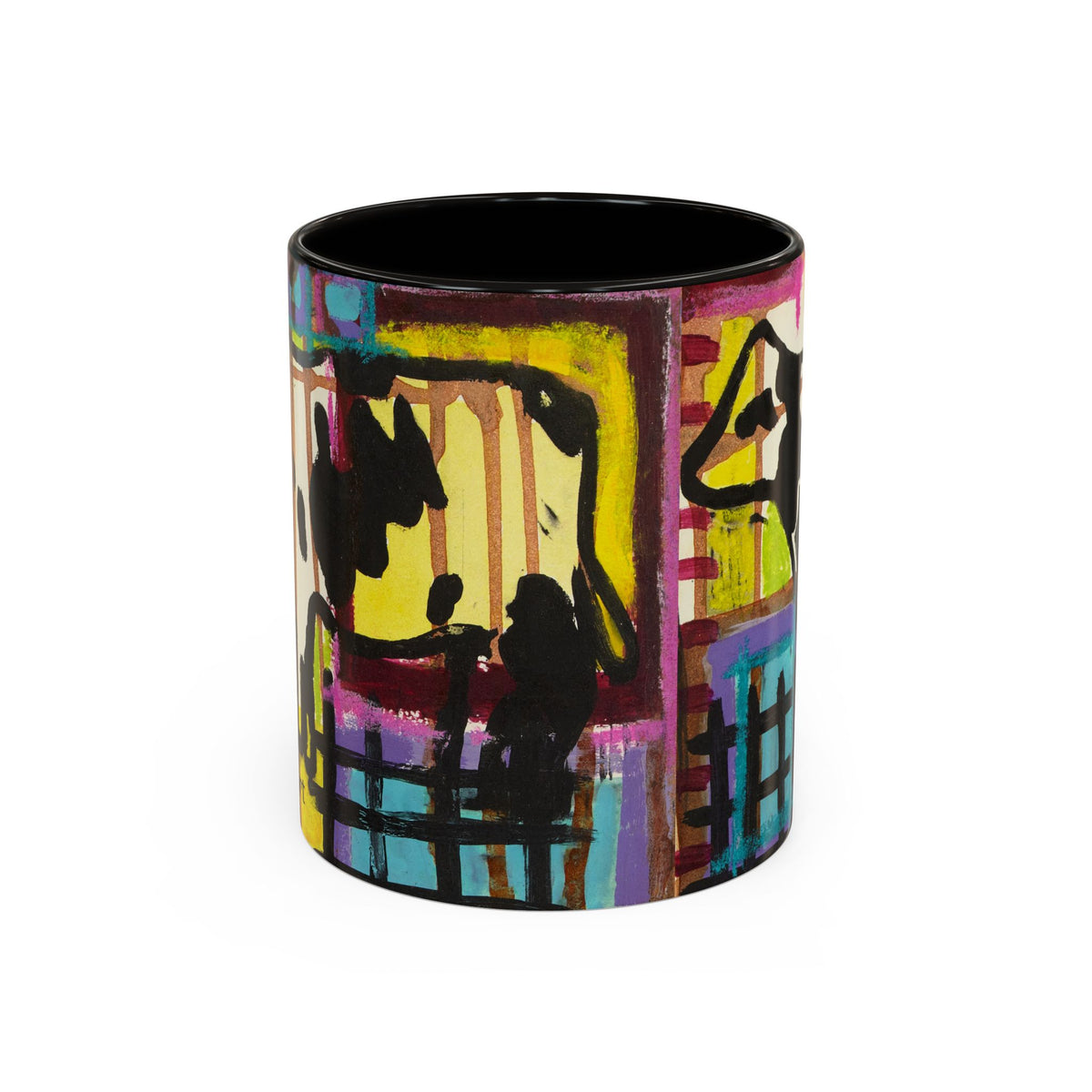 Abstract Colorblock Cow Art Mug — Vibrant Farmhouse Coffee Cup (11oz/15oz)