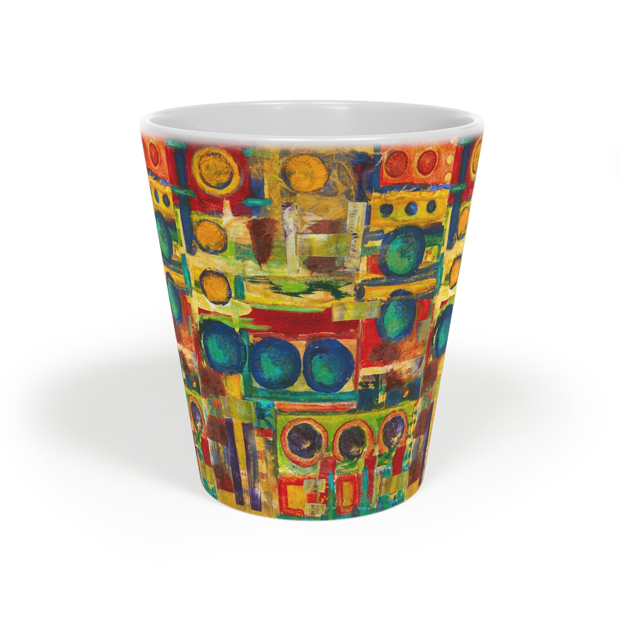Abstract Colorblock Latte Mug — Bright Geo Art 12oz
