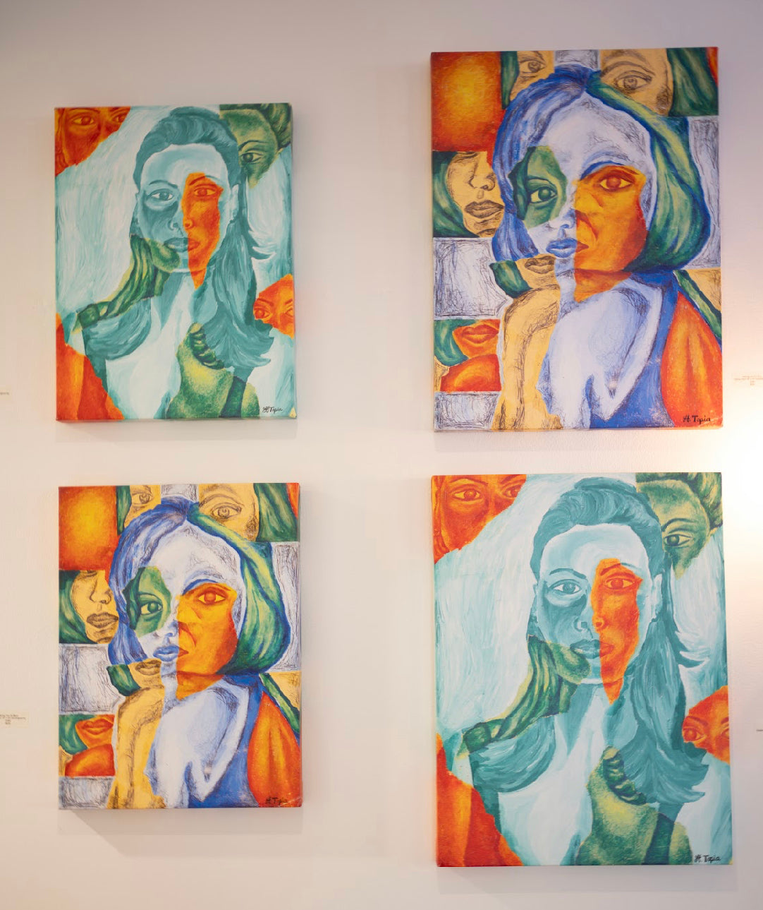 Staring into the blue and Lost in teal canvas print set (each print is 18" x 24")