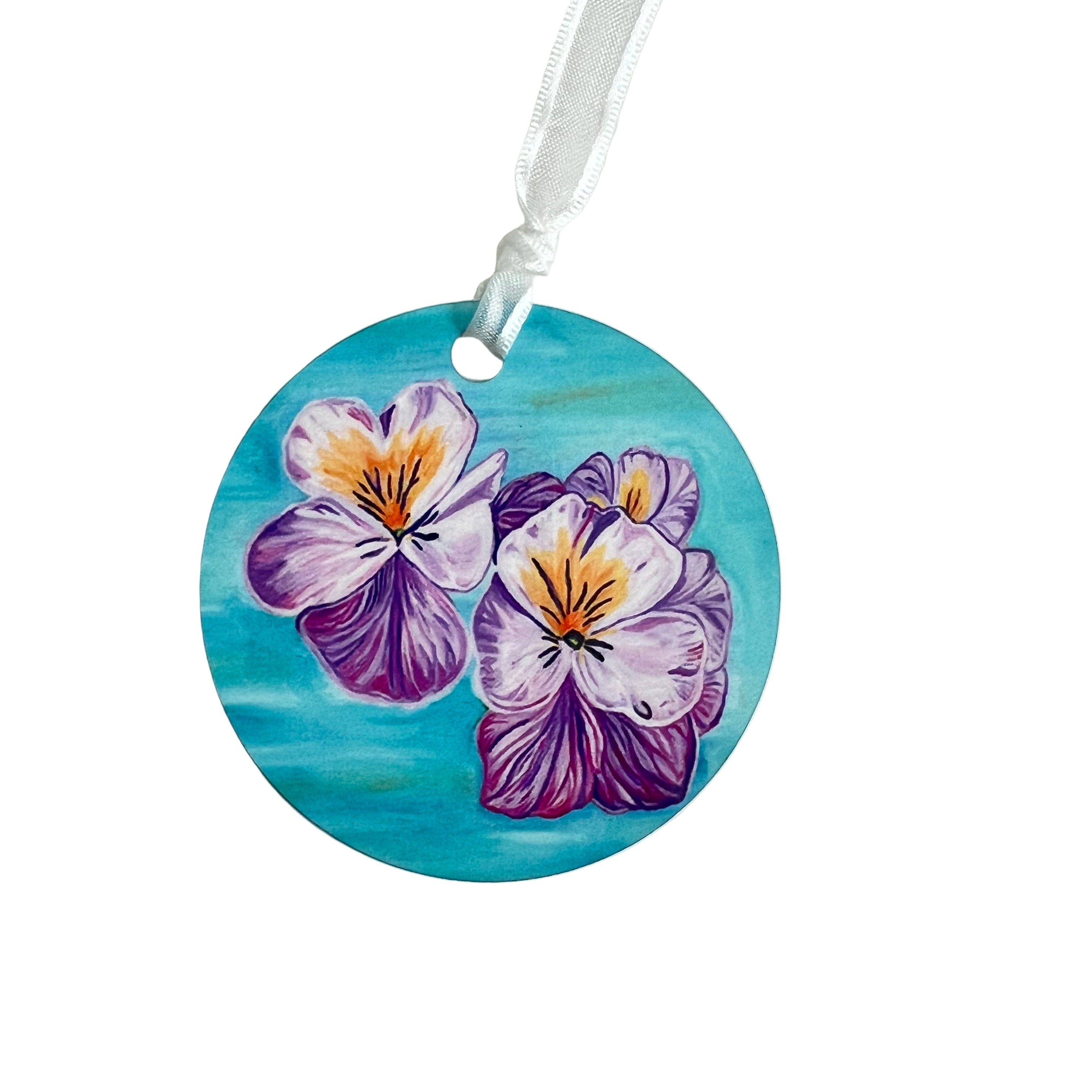 Purple pansies ornament
