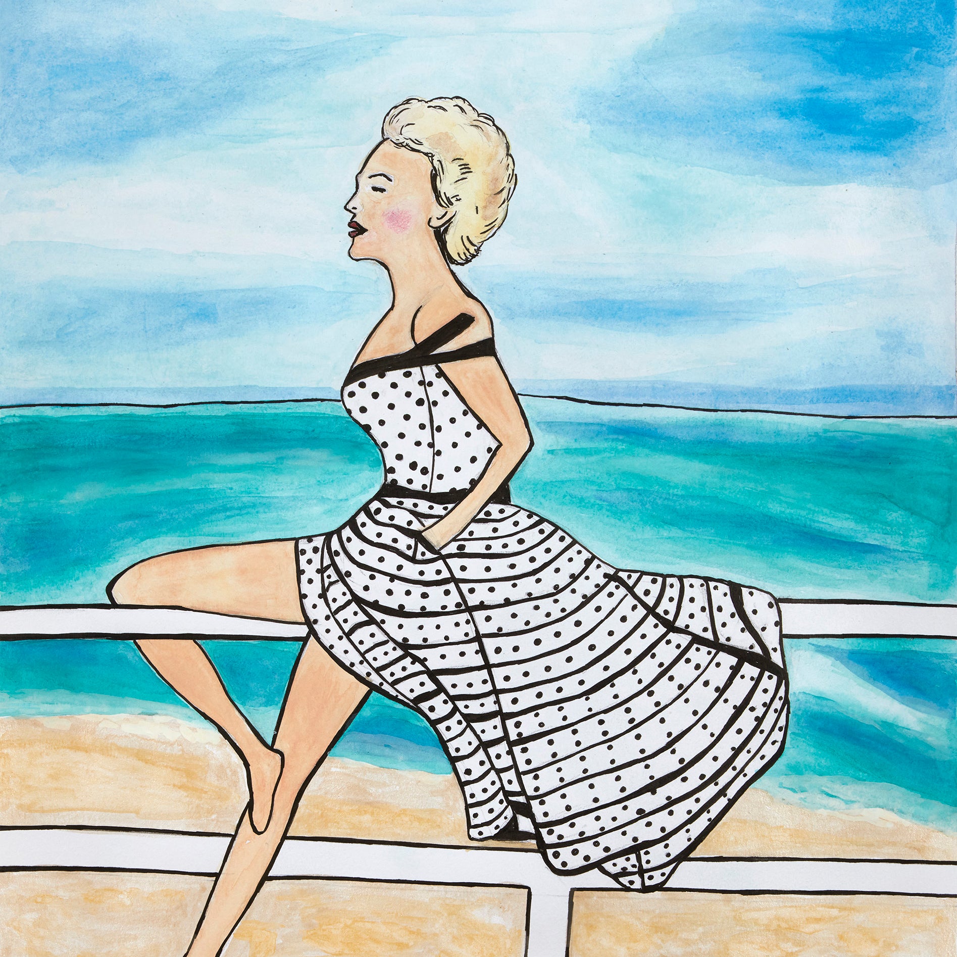 Evelyn in the Miami Breeze. 11” x 14” plus frame and matting