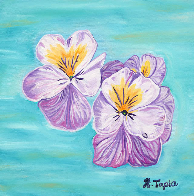 Purple pansies ornament