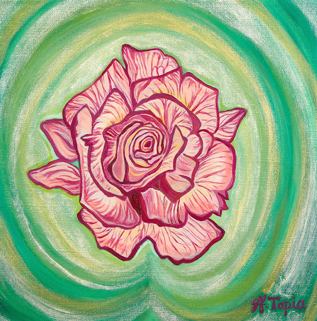 Rose ornament on circular background